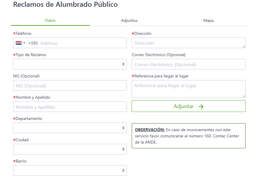 Reclamos de Alumbrado Público